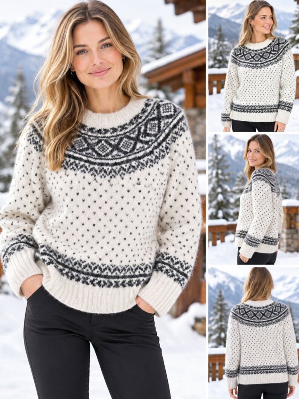 Abercrombie & Fitch Sweater Fair Isle Nordic Fuzzy Warm Ski Resort